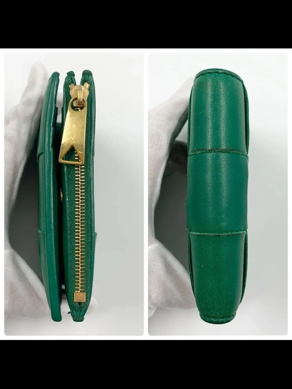 Bottega Veneta Emerald Green Intrecciato Coin Wallet with Zip
